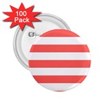 Horizontal Stripes - White and Pastel Red 2.25  Button (100 pack)