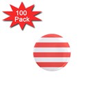 Horizontal Stripes - White and Pastel Red 1  Mini Magnet (100 pack)