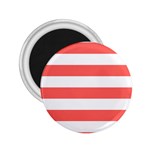 Horizontal Stripes - White and Pastel Red 2.25  Magnet