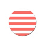 Horizontal Stripes - White and Pastel Red Magnet 3  (Round)