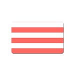 Horizontal Stripes - White and Pastel Red Magnet (Name Card)