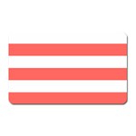 Horizontal Stripes - White and Pastel Red Magnet (Rectangular)