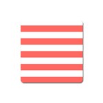 Horizontal Stripes - White and Pastel Red Magnet (Square)