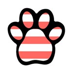 Horizontal Stripes - White and Pastel Red Magnet (Paw Print)