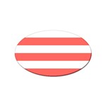 Horizontal Stripes - White and Pastel Red Sticker (Oval)