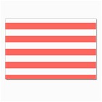 Horizontal Stripes - White and Pastel Red Postcard 4  x 6 