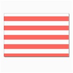 Horizontal Stripes - White and Pastel Red Postcard 5  x 7 