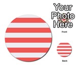 Horizontal Stripes - White and Pastel Red Multi-purpose Cards (Round)