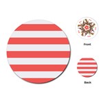 Horizontal Stripes - White and Pastel Red Playing Cards (Round)