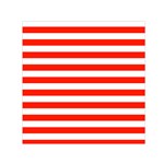 Horizontal Stripes - White and Ferrari Red Small Satin Scarf  (Square)