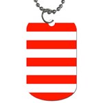 Horizontal Stripes - White and Ferrari Red Dog Tag (One Side)