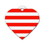 Horizontal Stripes - White and Ferrari Red Dog Tag Heart (One Side)