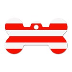 Horizontal Stripes - White and Ferrari Red Dog Tag Bone (One Side)