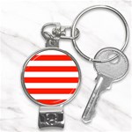 Horizontal Stripes - White and Ferrari Red Nail Clippers Key Chain