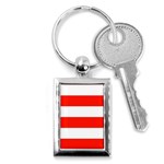 Horizontal Stripes - White and Ferrari Red Key Chain (Rectangle)