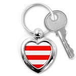 Horizontal Stripes - White and Ferrari Red Key Chain (Heart)