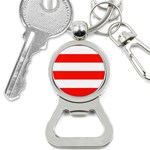 Horizontal Stripes - White and Ferrari Red Bottle Opener Key Chain