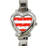 Horizontal Stripes - White and Ferrari Red Heart Italian Charm Watch