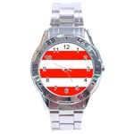 Horizontal Stripes - White and Ferrari Red Stainless Steel Analogue Watch