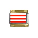 Horizontal Stripes - White and Ferrari Red Gold Trim Italian Charm (9mm)