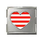 Horizontal Stripes - White and Ferrari Red Mega Link Heart Italian Charm (18mm)