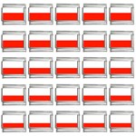 Horizontal Stripes - White and Ferrari Red 9mm Italian Charm (25 pack)