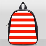 Horizontal Stripes - White and Ferrari Red School Bag (Small)