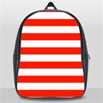 Horizontal Stripes - White and Ferrari Red School Bag (Large)