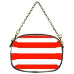 Horizontal Stripes - White and Ferrari Red Chain Purse (One Side)