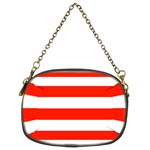 Horizontal Stripes - White and Ferrari Red Chain Purse (Two Sides)