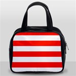 Horizontal Stripes - White and Ferrari Red Classic Handbag (Two Sides)