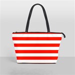 Horizontal Stripes - White and Ferrari Red Classic Shoulder Handbag (Two Sides)