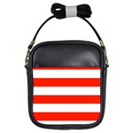 Horizontal Stripes - White and Ferrari Red Girls Sling Bag