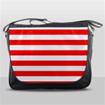 Horizontal Stripes - White and Ferrari Red Messenger Bag