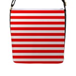 Horizontal Stripes - White and Ferrari Red Flap Closure Messenger Bag (L)