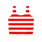 Horizontal Stripes - White and Ferrari Red Full Print Recycle Bag (S)