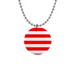 Horizontal Stripes - White and Red 1  Button Necklace