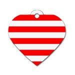 Horizontal Stripes - White and Red Dog Tag Heart (One Side)