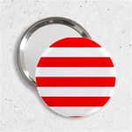 Horizontal Stripes - White and Red 2.25  Handbag Mirror