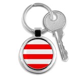 Horizontal Stripes - White and Red Key Chain (Round)