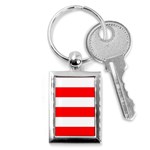 Horizontal Stripes - White and Red Key Chain (Rectangle)