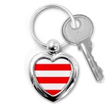 Horizontal Stripes - White and Red Key Chain (Heart)