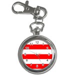 Horizontal Stripes - White and Red Key Chain Watch