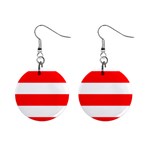 Horizontal Stripes - White and Red 1  Button Earrings