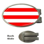 Horizontal Stripes - White and Red Money Clip (Oval)