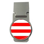 Horizontal Stripes - White and Red Money Clip (Round)