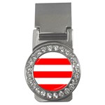 Horizontal Stripes - White and Red Money Clip (CZ)