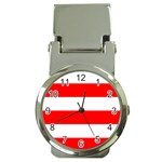 Horizontal Stripes - White and Red Money Clip Watch