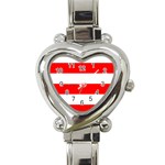 Horizontal Stripes - White and Red Heart Italian Charm Watch