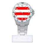 Horizontal Stripes - White and Red Nurses Watch